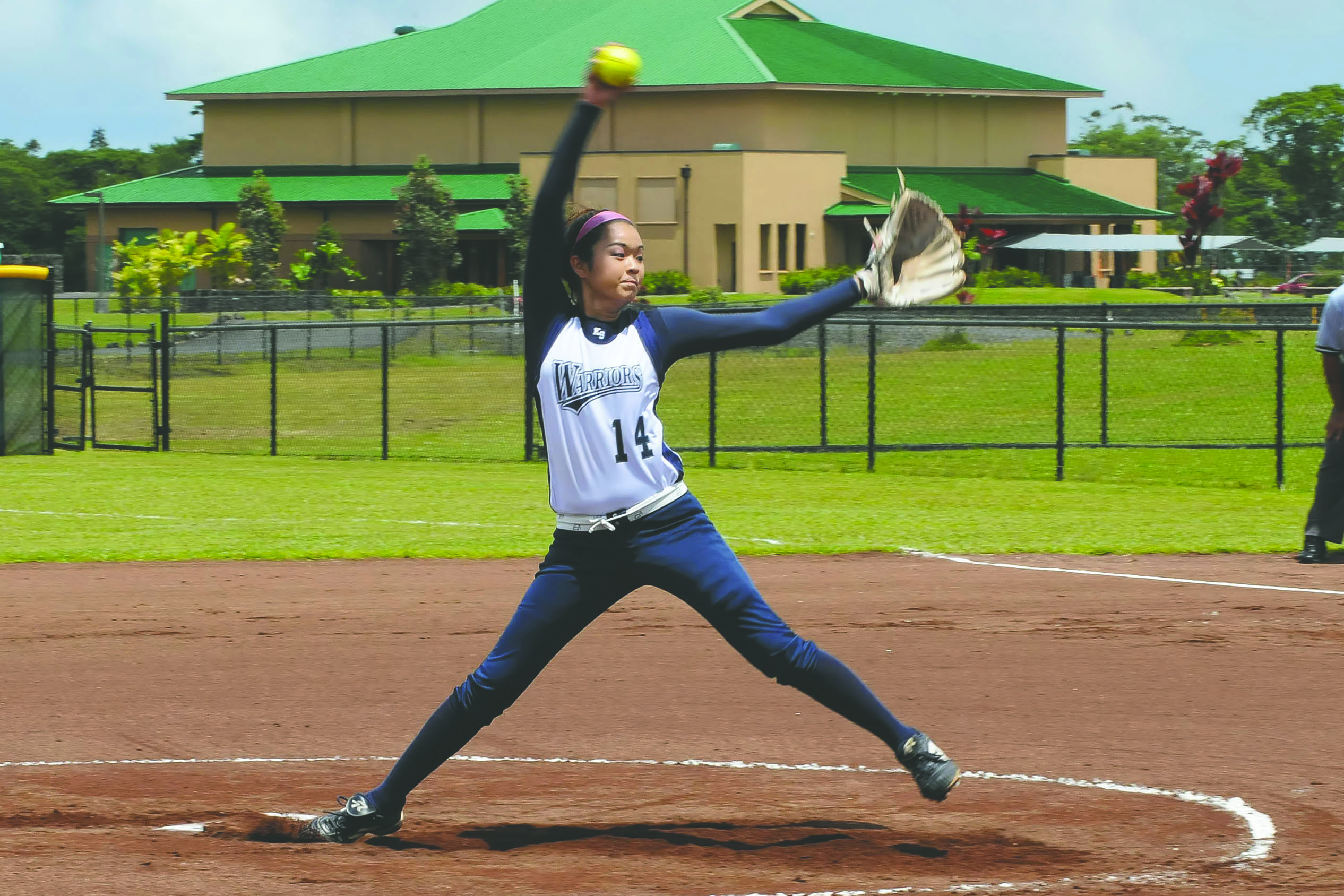 BRAD BALLESTEROS/Tribune-Herald After pitching Kamehameha to the BIIF Division II title, freshman Mykala Tokunaga was named the league’s Player of the Year.