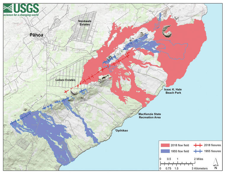 Hawaii Lava Flow Map Volcano Watch: This Week Marks 65 Years Since Kilauea Volcano's Eruption -  Hawaii Tribune-Herald
