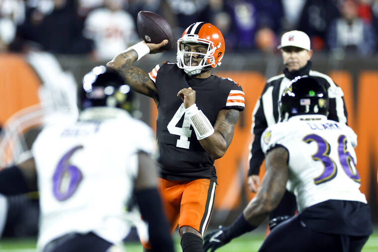 Watson throws for TD, wins home debut as Browns down Ravens - Hawaii  Tribune-Herald