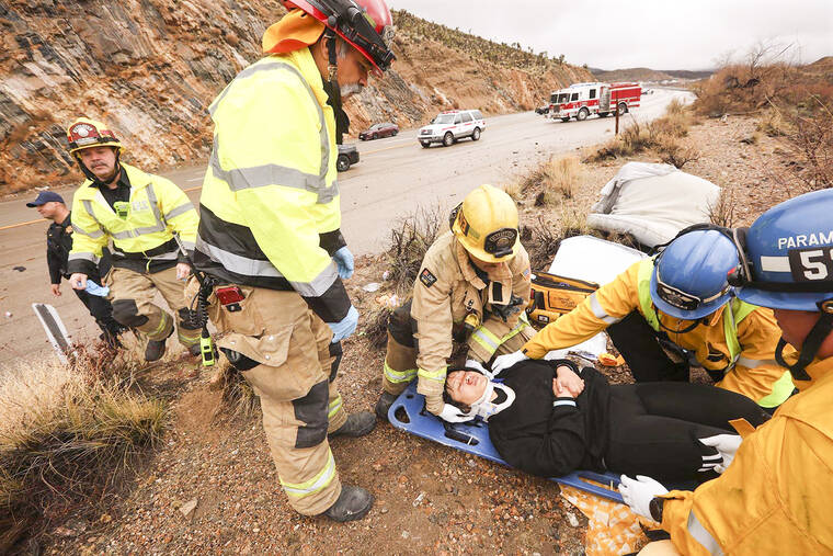 A lonely desert fire station, the only lifeline for millions of Vegas travelers